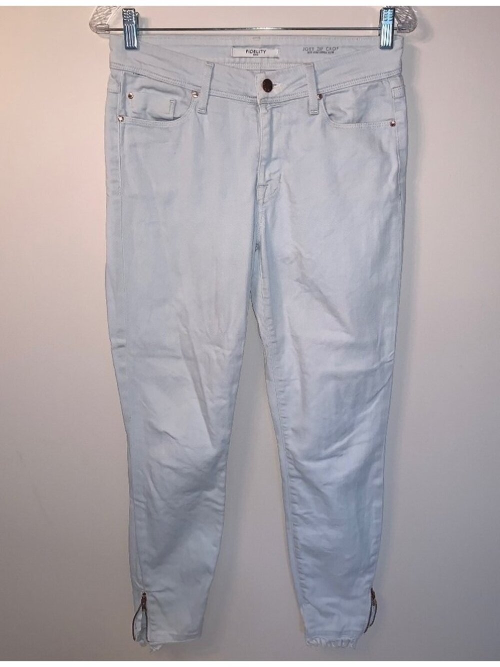 Fidelity Joey Zip Crop Mid Rise Ultra Slim Jeans 27